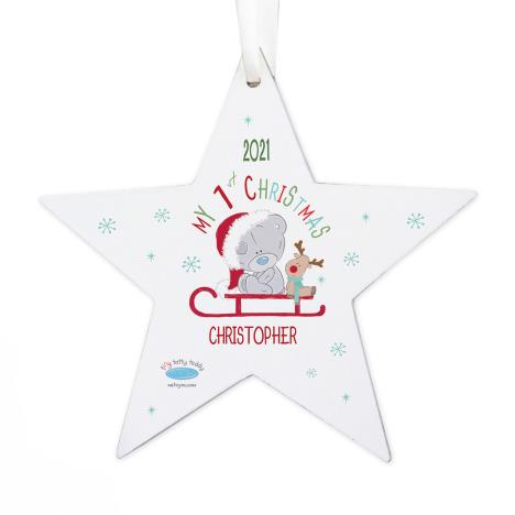 Personalised Tiny Tatty Teddy My 1st Christmas Sleigh Star Decoration  £10.99