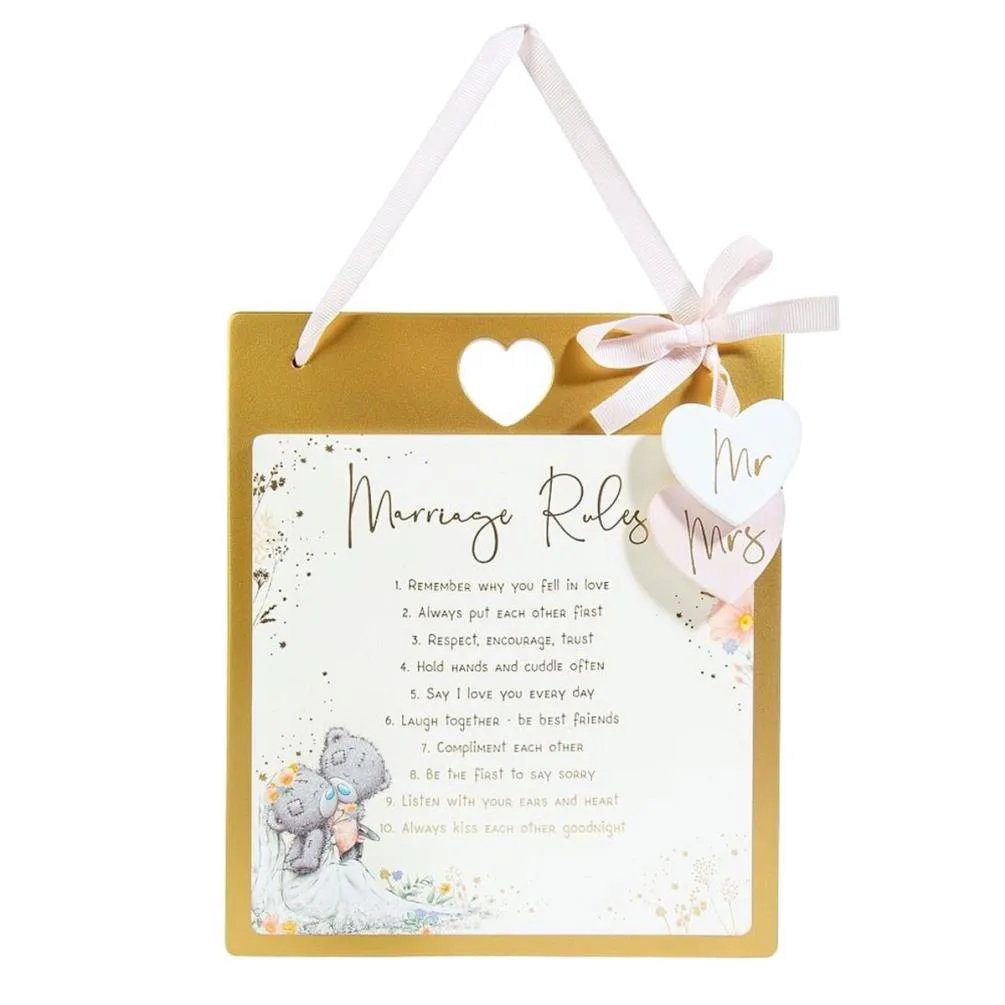 Marriage Rules Me to You Wedding Plaque