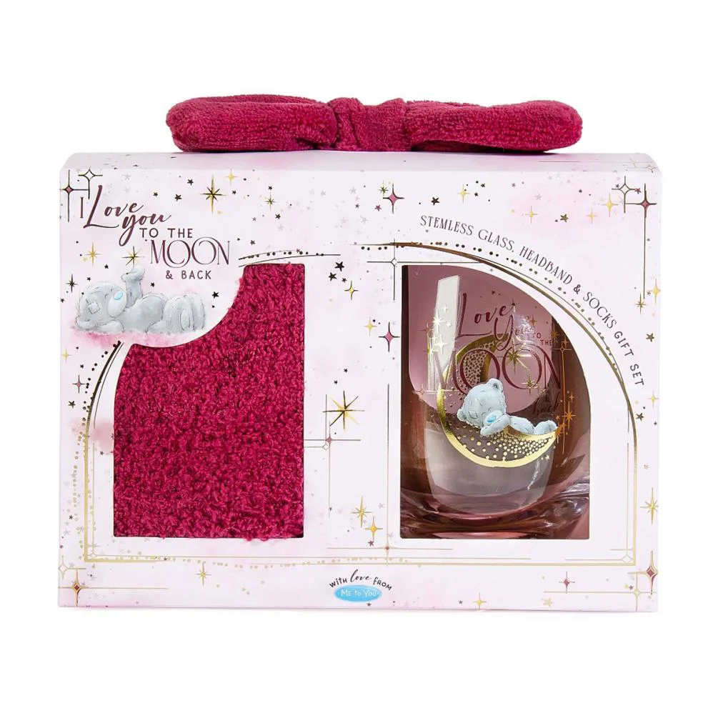 Headband Socks &amp; Stemless Glass Me to You Bear Gift Set