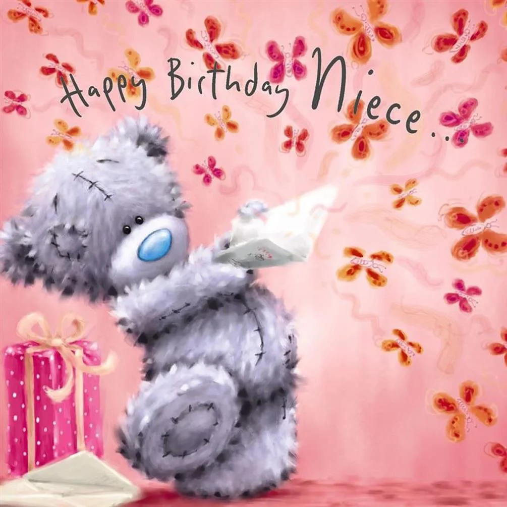 Niece Softly Drawn Me to You Bear Birthday Card