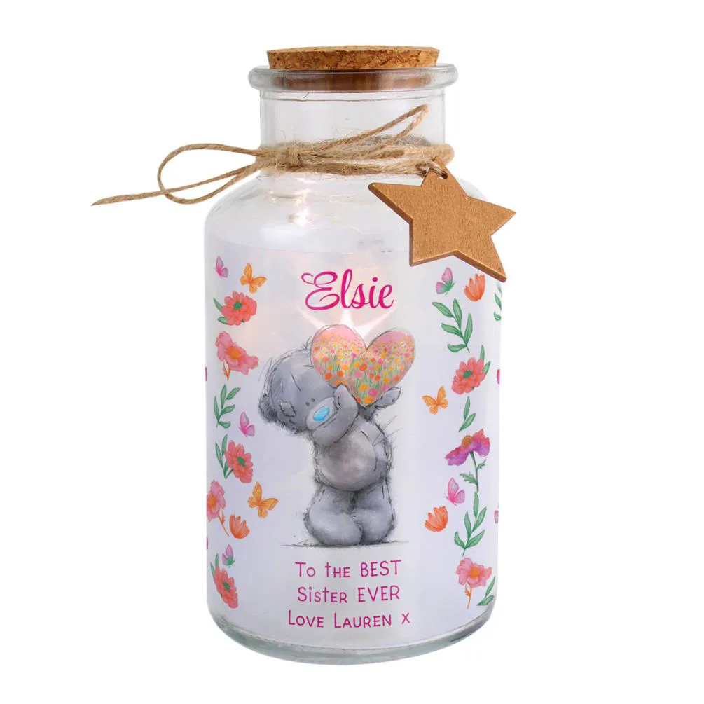 Personalised Me to You Flowery LED Light Up Glass Jar