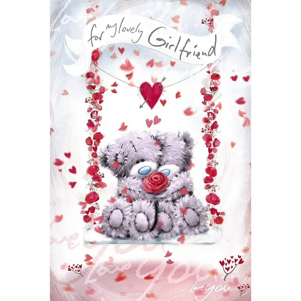 Girlfriend Softly Drawn Me to You Bear Valentines Day Card