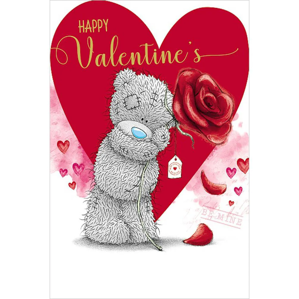 Tatty Teddy Holding Large Rose Me to You Bear Valentines Day Card