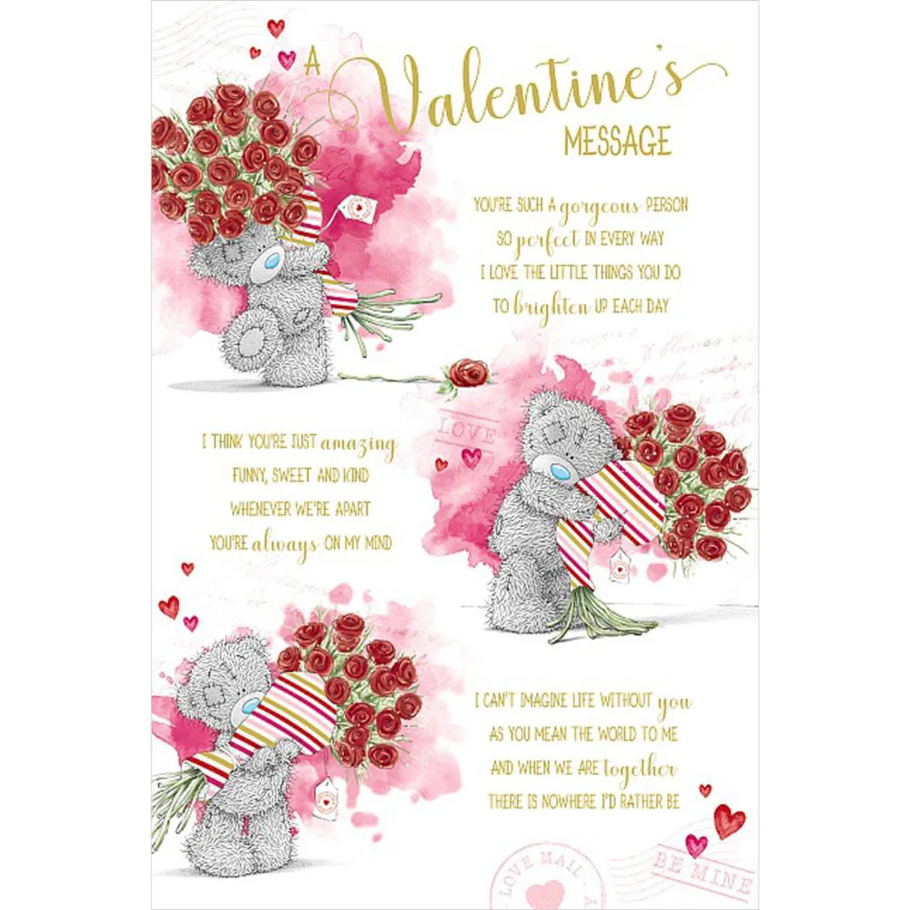 Valentines Poem Me to You Bear Valentines Day Card