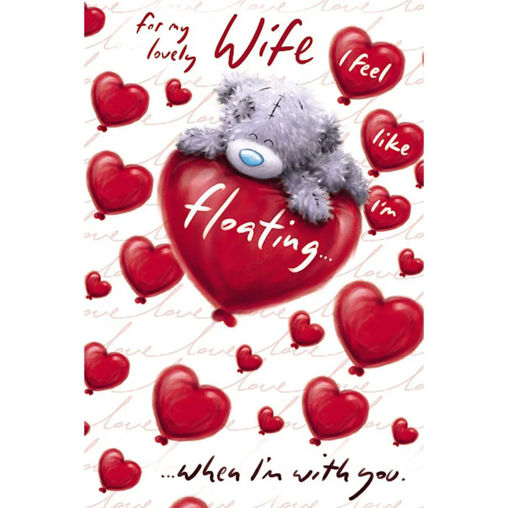 Lovely Wife Softly Drawn Me to You Bear Valentines Day Card