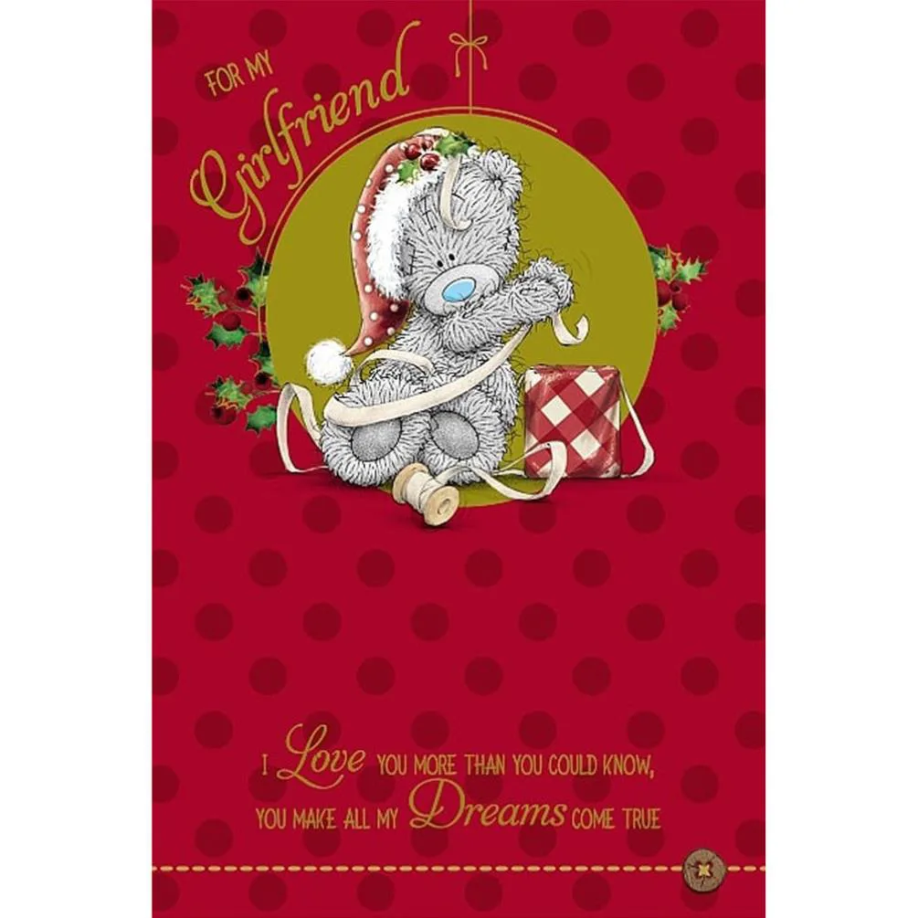 Girlfriend Bear Wrapping Present Me to You Bear Christmas Card
