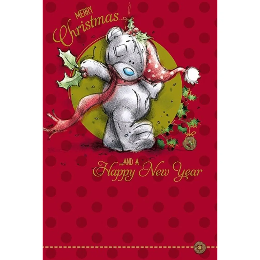 Merry Christmas Bear With Holly Me to You Bear Christmas Card