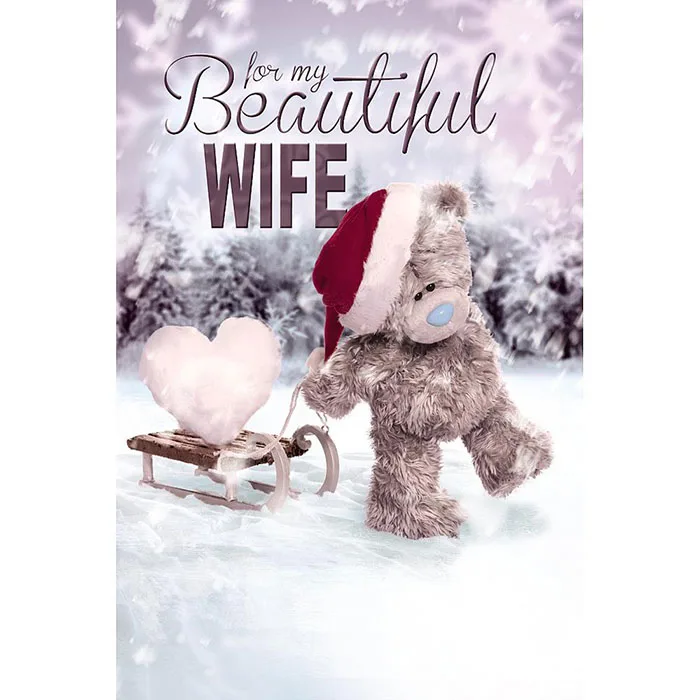3D Holographic Wife Me to You Bear Christmas Card