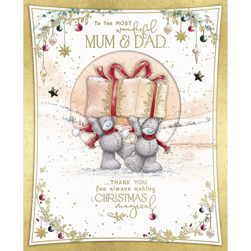 Mum &amp; Dad Handmade Me to You Bear Christmas Card