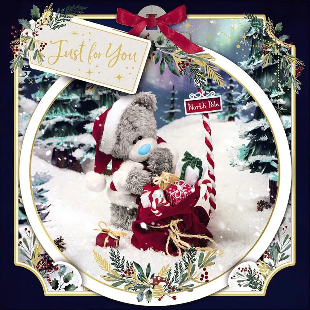 3D Holographic Just for You Me to You Bear Christmas Card
