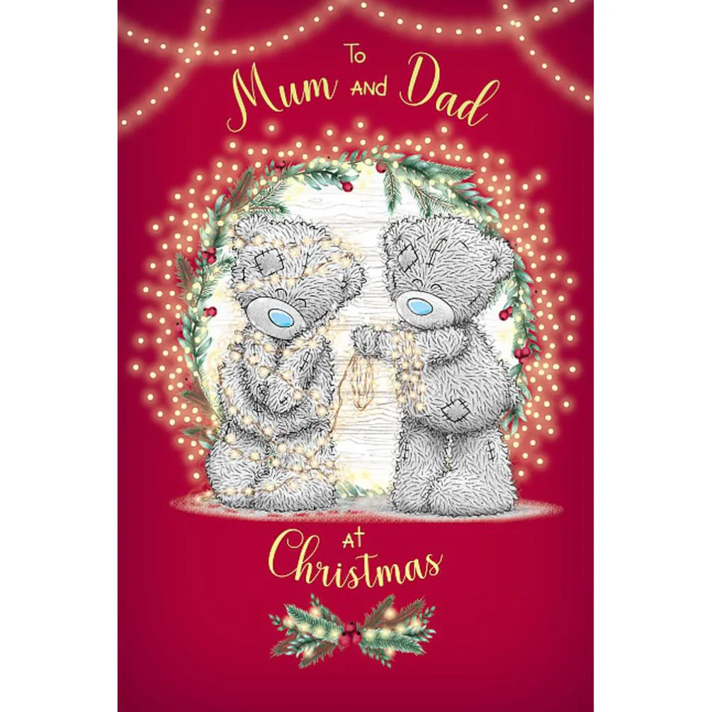 Mum & Dad Tangled Lights Me to You Bear Christmas Card