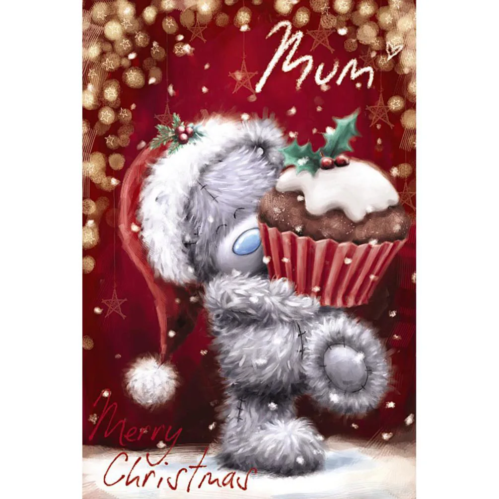Mum Holding Cupcake Softly Drawn Me to You Bear Christmas Card