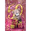 3D Holographic Purple 50th Birthday Me to You Bear Card