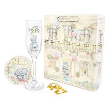 21st Birthday Champaign Glass Coaster &amp; Keyring Me to You Bear Gift Set