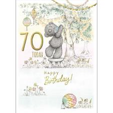 70th Bear Hanging Lights Me to You Bear Birthday Card